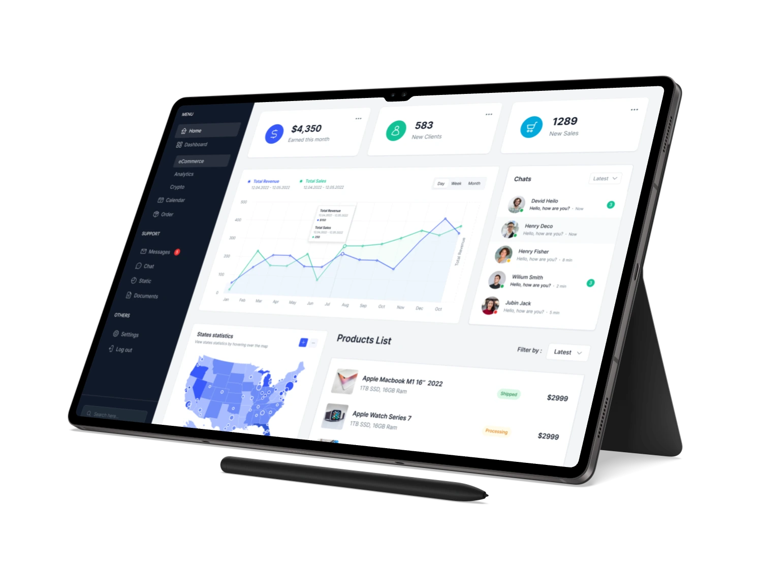 Spotta dashboard on tablet